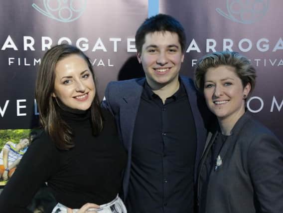 Harrogate Film  Festival managing director Adam Chandler with Everyman Cinemas Anna Coates and  Chelsea Talbot.