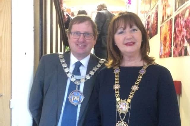Mayor of Knaresborough, David Goode and Mayor of Harrogate, Anne Jones