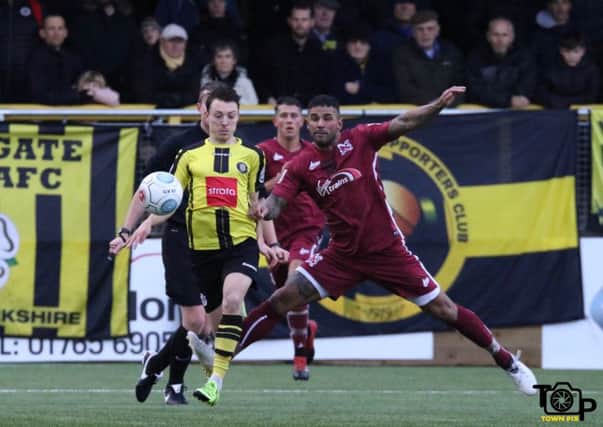 Jack Emmett opened the scoring in Harrogate Town's New Year's Day success over Darlington. Picture: Town Pix