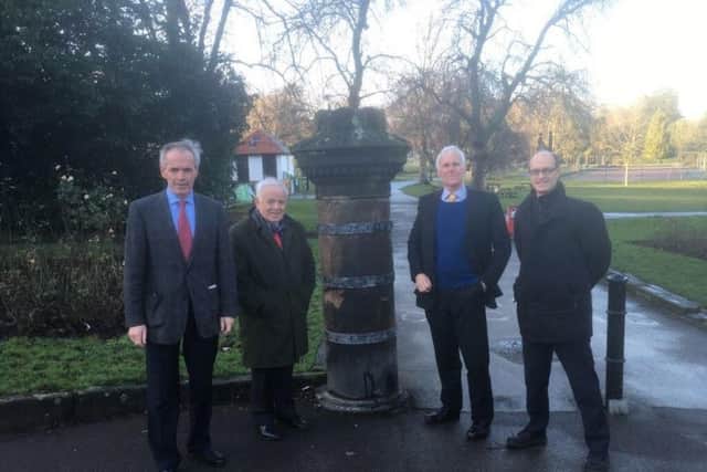 From left, Cllr Don Mackenzie, Cllr Jim Clark, Cllr John Ennis and Cllr John Mann outside the present Green Park entrance to the Valley Gardens in Harrogate.