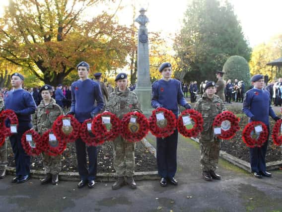 Cadets in the Spa Gardens at last year's Remembrance Service.