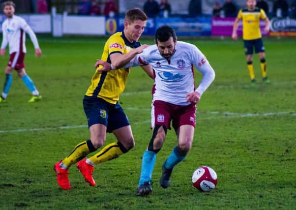 Action from Tadcaster Albion's home defeat to South Shields. Picture: Matthew Appleby