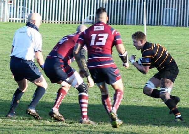 Jack Clarkson charges forwards during Harrogate Pythons' triumph over Aireborough at Station View