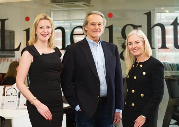 Stronger together: Limelight founder Susanna Simpson with chairman Nigel Howes and managing director Louise Vaughan, both of Acceleris.