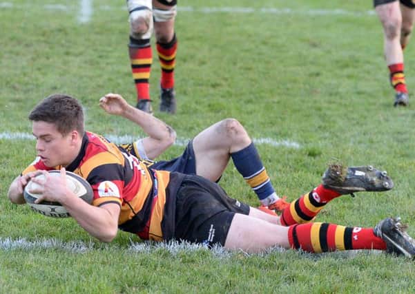 Harrogate RUFC's Olly Rosillo scored a late try to tie the scores in Saturday's clash with Hull. Picture: Richard Bown