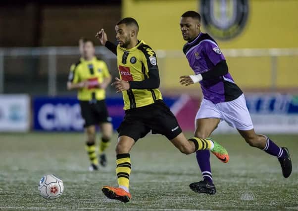 Warren Burrell netted twice as Harrogate Town demolished St Albans City. Picture: Caught Light Photography
