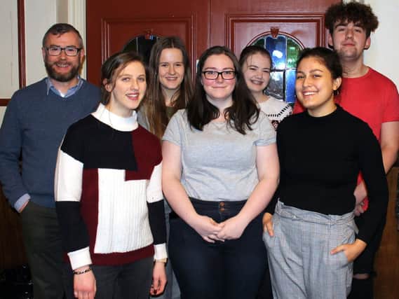 The current crop of students in Harrogate Theatre's Young Reviewers scheme with the Harrogate Advertiser's Graham Chalmers, left.