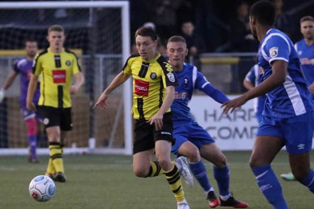 National League North title rivals Harrogate Town and Salford City will renew hostilities once again on Saturday. Picture: Town Pix