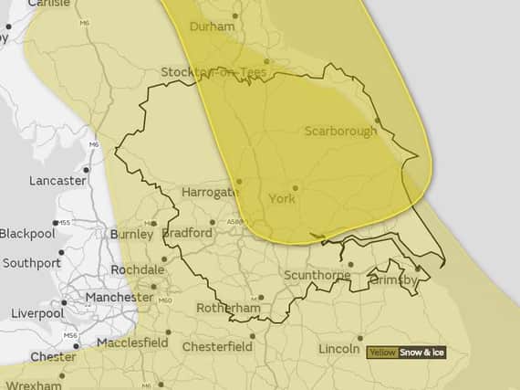 A weather warning has been issued for Yorkshire and the Humber.