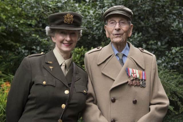 Now - Dales' WW2 tank driver Norman Goostry pictured recently at Pateley Bridge's 40s Weekend with his daughter Pam Hall.
