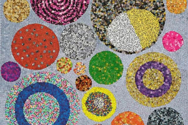 Encircled, a collage made of discarded scratch cards by James Owen Thomas.