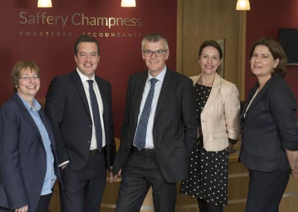 Saffery Champness is preparing to boost its headcount in Harrogate with new jobs for graduates and school-leavers.  Pictured (l to r): partners Sally Thomas, Jonathan Davis, Martin Holden, Sally Appleton and Alison Robinson. (S)