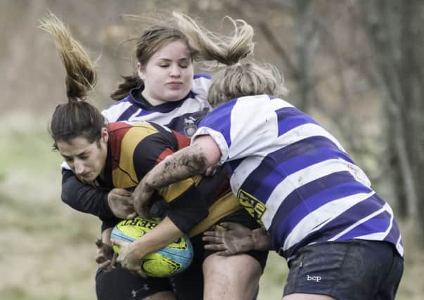 Action from Harrogate RUFC Ladies' victory at Halifax. Picture: Bev Clough
