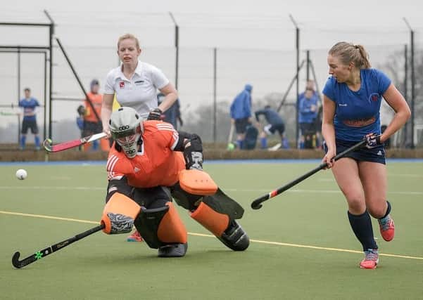 Evelyn Wright was on target as Harrogate Ladies 1s beat Bowden Ladies 2s at Ainsty Raod. Picture: Caught Light Photography