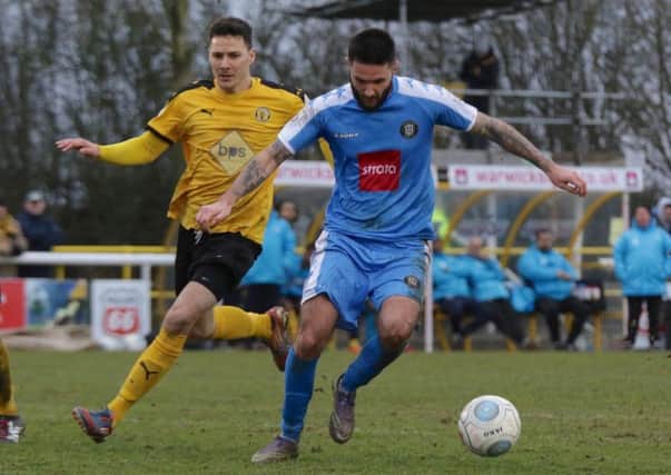 Dom Knowles netted Harrogate Town's third goal at Leamington. Picture: Town Pix