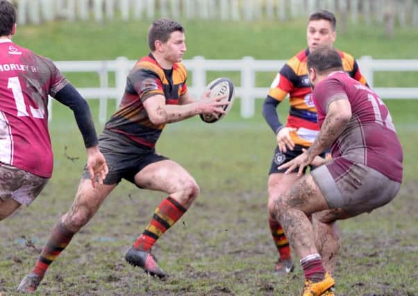 Luke Edwards dances through midfield during Harrogate RUFC's home win over Morley. Picture: Richard Bown