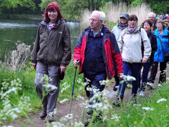 Broadcaster Janet Street Porter walking with members of the Ramblers' Association West Riding Area.