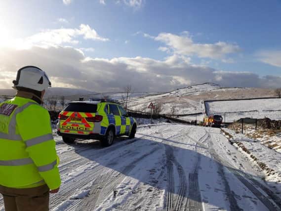 The crash on the B6265 between Grassington and Patley. Picture: Tony Peel (North Yorkshire Fire and Rescue Service).
