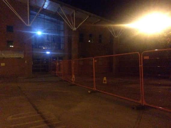 The scene at Ripon leisure centre on Friday night, with the area cordoned off.