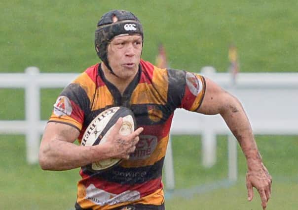 Keane Naylor scored Harrogate RUFC's first try at Sandal. Picture: Richard Bown