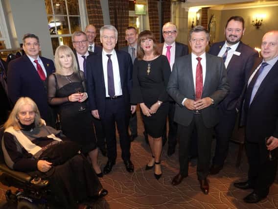 Pictured from left are: Baroness Masham of Ilton; James McDevitt, General Manager of Hotel du Vin; Jackie Snape, Disability Action Yorkshire Chief Executive; Martin Gerrard from Barclays Bank; Richard Webb from North Yorkshire County Council; Andrew Jones MP; Paul Campbell from Harrogate Borough Council; Coun Anne Jones, Mayor of the Borough of Harrogate; Simon Kent from Harrogate Convention Centre; Steve Jones, Mayors Consort; Alex Hornsby from Transdev and Disability Action Yorkshire Chair, Neil Revely