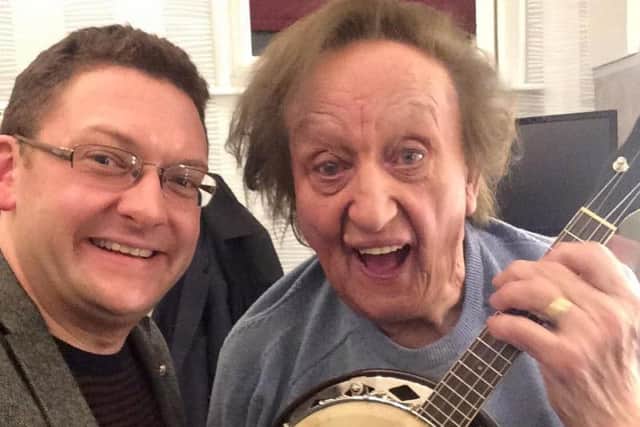 Andy Eastwood with his hero and mentor Sir Ken Dodd, credit Andy Eastwood