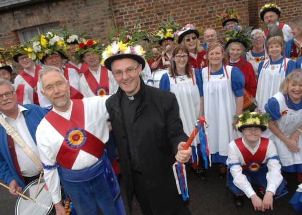 The Dean of Ripon John Dobson with The Ripon City Morris Dancers.  (1803102AM6)