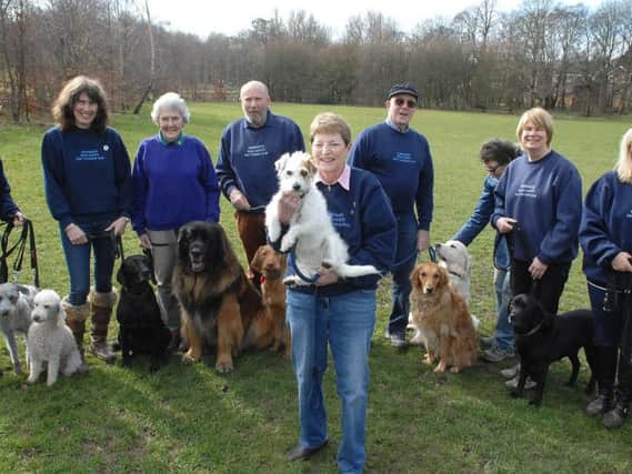 Val Rodgers with her dog Pebbles and fellow members of the Harrogate Road Safety Dog Training Club. (1803132AM1).