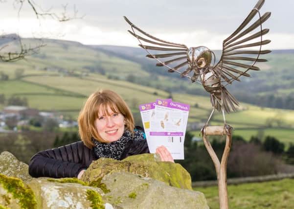 Picture shows Alice Crosby, Project Officer at The Wild Watch with owl sculpture by artist, Steve Blaylock. Photo credit: Mike Whorley Photography (s).