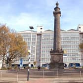 Hull College in Queens Gardens - with the statue of William Wilberforce - where job cuts are likely. PICTURE: TERRY CARROTT