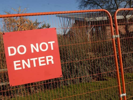 The sinkhole opened up next to Ripon Leisure Centre's entrance in February.