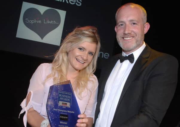 Sophie Hartley of Sophie Likes with her Best Company Website Award 2017.