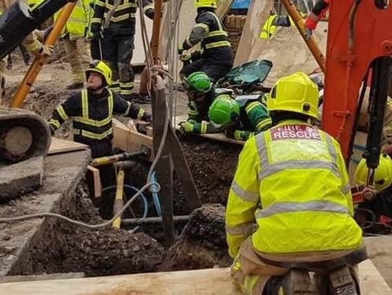 Rossett Green Lane was closed after a trench across the road collapsed