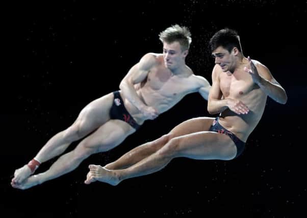 In unison: Jack Laugher and Chris Mears during the men's synchronised 3m springboard final