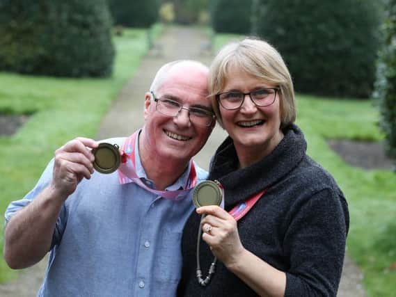 David and Jackie Laugher celebrate Jacks 3 Gold Medals from the Commonwealth Games at the surprise party. 
Photography by Nigel Roddis  Getty Images for npower