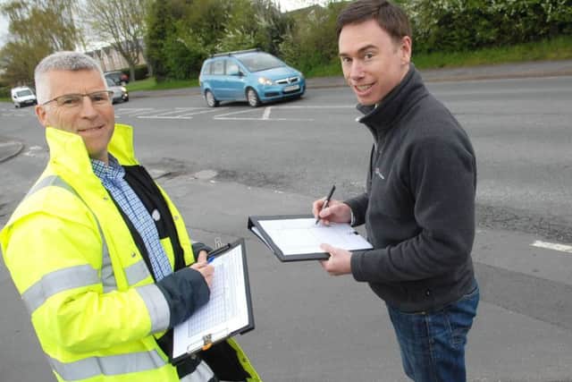 NAWN 1804233AM1 Wetherby Traffic Survey. Nigel Ribbons and Jonathan Watmough of the Wetherby and Kirk Deighton Countryside Partnership. (1804233AM1