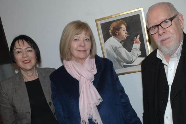 Jane Sellars, left, with Pop Artist Sir Peter Blake in 2016 at Mercer Art Gallery who is pictured with his wife Lady Chrissy Blake. (1601112AM5)