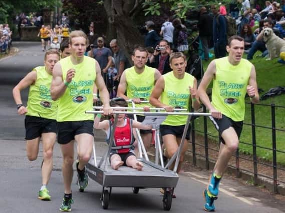 An example of one of the beds in Knaresborough Bed Race in a recent Knaresborough Bed Race.