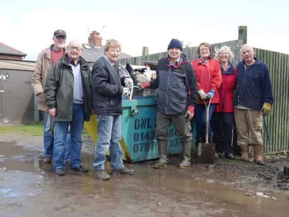 Retired councillors, Bob O'Neill, Val Rodgers and Andrew Goss with the Bendelows and the Smiths at St John's Bridleway.