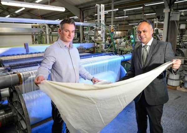 Andy Smith, managing director of Arville Textiles, with Muz Mumtaz, programme manager of Digital Enterprise.