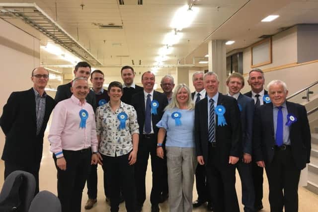 A few winning members of the Harrogate Conservative Party got together for a quick snap as the last few results started coming in.