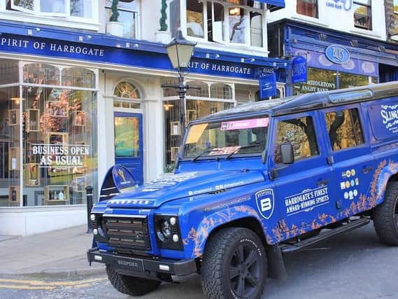 Gin ahoy!  The Slingsby Defender 110 kindly supplied by Bespoke Cars, was not only branded but driven and staffed by Harrogate's Slingsby team.