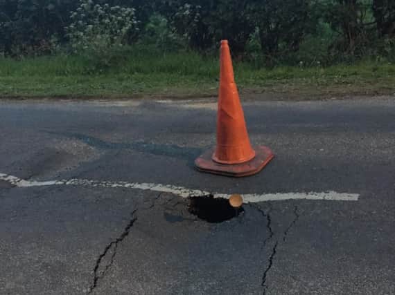 The sinkhole in Boston Spa.
Pic courtesy of Yorkshire Water