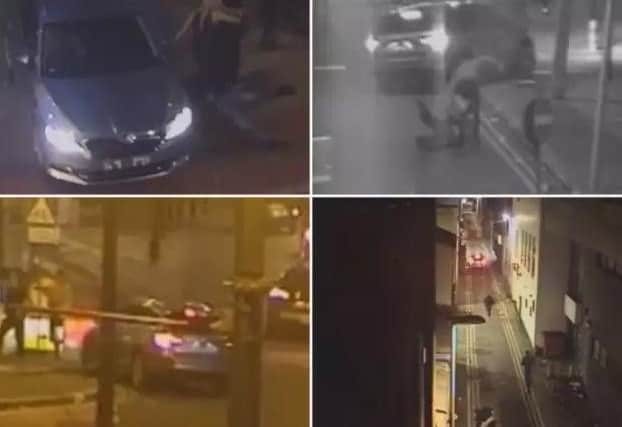 Jake Hartley's spree of destruction, which sparked a terror alert in Blackpool, was caught on footage recently released by police.