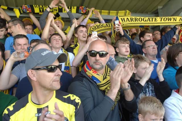 Harrogate Town fans celebrated promotion this season.