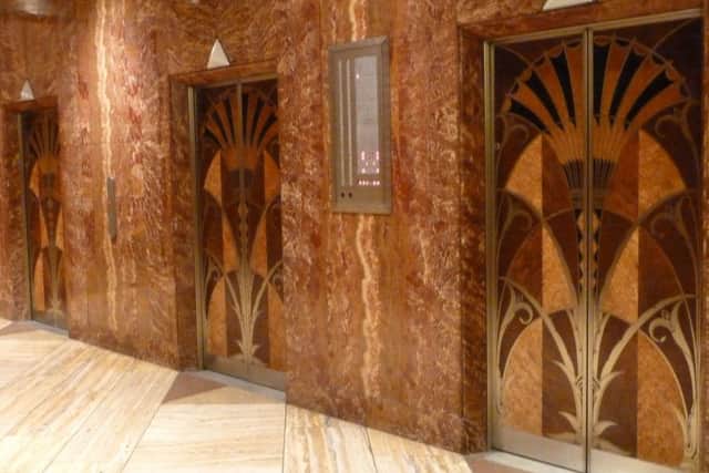 Art Deco lift doors at the Chrysler Building, New York. (Copyright - David Winpenny)