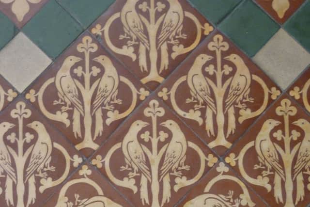 Fine Victorian tiles at Ely Cathedral, copying medieval originals. (Copyright - David Winpenny)